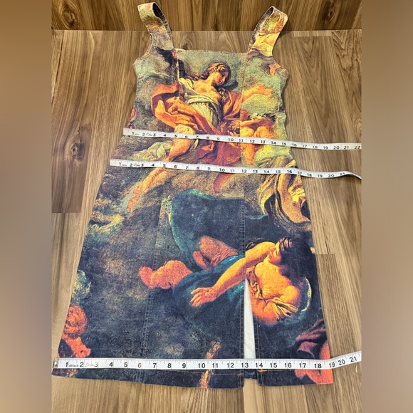 Domallo Vtg. Renaissance Fresco Angelic Romantic Cotton Stretch Bodycon Dress 4 - Picture 14 of 17